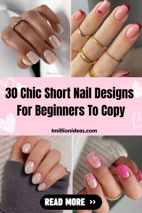 Long nails are pretty, but they can also be costly and inconvenient. The more practical choice would be short nails with cute… Short Nails For Working Women, Short Polygel Nail Ideas, Biab Nails Short, Short Biab Nails, Nail Designs For Beginners, Biab Nails, Wide Nails, Polygel Nails, Short Nail