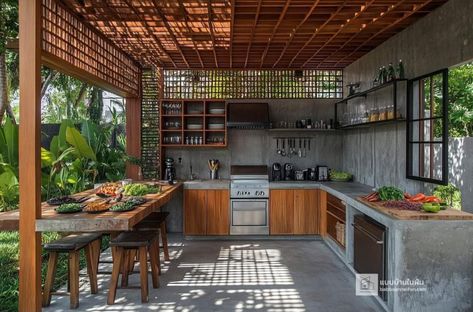 Kitchen Ideas Philippines, House In The Philippines, Modern Bahay Kubo, Filipino House, Cottage House Designs, Outside Kitchen, Philippine Houses, Farmhouse Architecture, Industrial Home Design