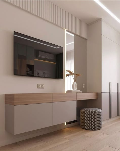 Ikea Besta L Shape, Wardrobe Tv Wall, Wordroab Design Modern Bedroom, Bedroom Tv, Small Apartment Interior, Bedroom Cabinets, Home Decor Ideas Living Room, Tv In Bedroom, 아파트 인테리어