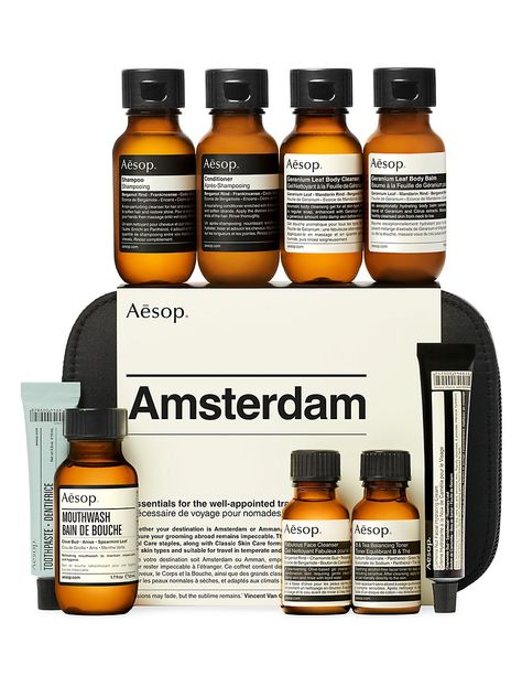 Shop Aesop Amsterdam 9-Piece Essentials Set | Saks Fifth Avenue Alcohol Free Mouthwash, Travel Size Shampoo, Lip Salve, Vienna Travel, Moisturizing Face Cream, Body Balm, Amsterdam City, Hydrating Cream, Hydrating Mask