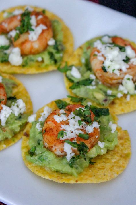 Seafood Appetizers Parties, Shrimp Guacamole, Shrimp Bites, Seafood Appetizers Easy, Guacamole Bites, Seasoned Shrimp, Shrimp Appetizer Recipes, Fresco Cheese, Queso Fresco Cheese