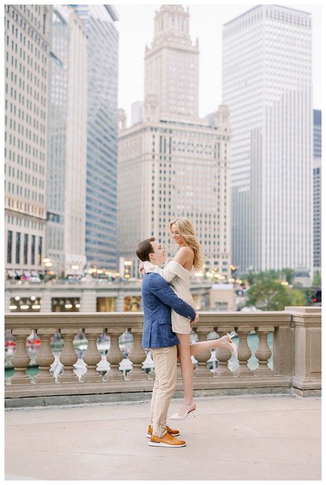 Wrigley Building, Chicago. Downtown Chicago engagement photos. Chicago wedding photographer. Chicago engagement. Chicago riverwalk. Chicago Riverwalk Engagement Photos, Wrigley Building Engagement, Engagement Photoshoot Chicago, Wrigley Building Chicago, Chicago Engagement Pictures, Chicago Proposal, Chicago Riverwalk, Chicago Engagement Photos, Engagement Picture Outfits