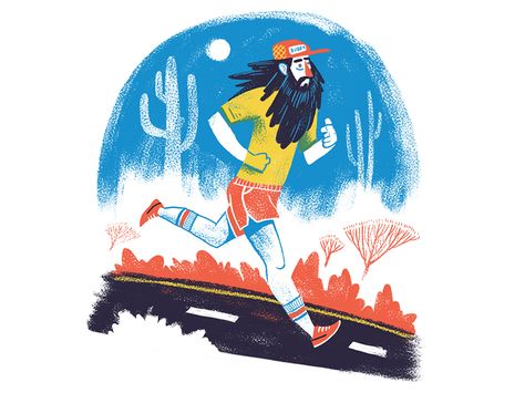 I Just Felt Like Running by MUTI Running Artwork, Parking Spot Painting Ideas, Run Tattoo, Golden Goat, Running Illustration, Running Images, Running Tattoo, Running Art, Forest Gump