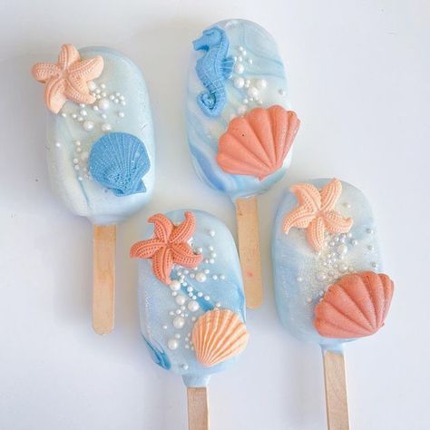 Luau Cakesicles, Beach Theme Cakesicles, Under The Sea Cakesicles, Under The Sea Sweet Table, Under The Sea Birthday Treats, Under The Sea Sweets, Under The Sea Cakepops, Ocean Cake Pops, Under The Sea Birthday Cupcakes