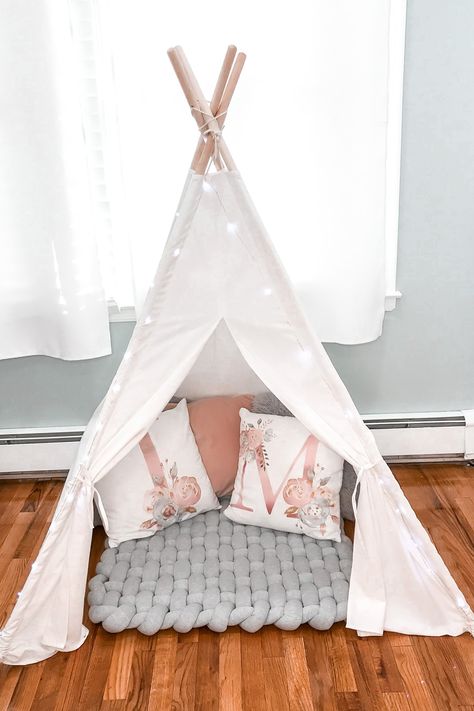 toddler girl's room, kids room, girls room decor, kids decor inspo, kids tent, girls tent, nursey ideas, nursey decor, girl's nursey Toddler Girl Bedroom Decor, Kids Bedroom Decor Ideas, Girls Tent, Toddler Tent, Room Decor Girl, Tent Ideas, Kids Tent, Toddler Bedroom Girl, Kids Teepee Tent