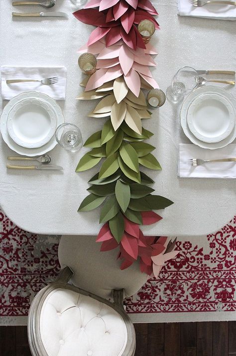 Colorful Paper Leaf Garland for Fall – Less Than Perfect Life of Bliss Paper Leaf Garland, Upcycle Home, Magnolia Leaf Garland, Paper Leaf, Fall Leaf Garland, Diy Leaves, Easy Candles, Colorful Paper, Leaf Template