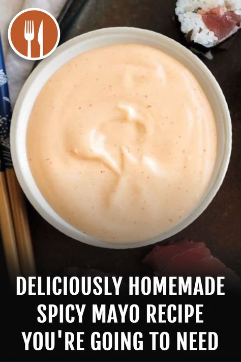 This homemade spicy mayo recipe is delicious on almost everything, from sushi, to burgers, and french fries. Spicy Mayo Recipe Sushi, Best Spicy Mayo Recipe, Spicy Mayo Recipe, Bone Apple Teeth, Mayo Recipe, Spicy Mayo, Sushi Rolls, Daily Meals, Yummy Appetizers