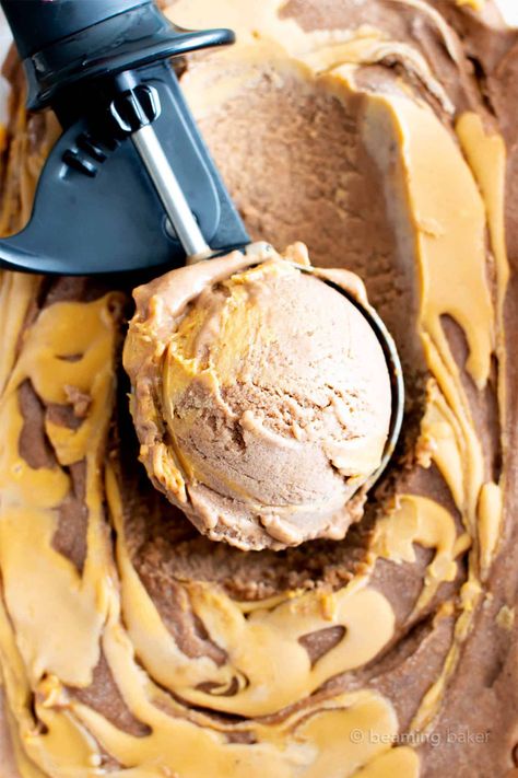 Chocolate Peanut Butter Banana Ice Cream: Just 4 ingredients for the best healthy chocolate peanut butter banana ice cream—rich ‘n creamy, packed with peanut butter cup flavor! #Chocolate #PeanutButter #BananaIceCream #IceCream | Recipe at BeamingBaker.com Candy Clusters, Ice Cream No Machine, Homemade Mango Ice Cream, Beaming Baker, Bananas Recipe, Frozen Deserts, Chocolate Peanut Butter Ice Cream, Banana Ice Cream Recipe, Peanut Butter Dessert Recipes