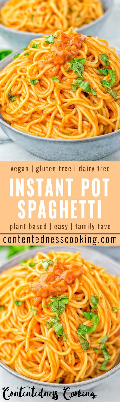 Instant Pot Spaghetti with Simple Tomato Sauce - Contentedness Cooking Red Pepper Sauce Pasta, Pepper Sauce Pasta, Creamy Roasted Red Pepper Sauce, Contentedness Cooking, Instant Pot Spaghetti Recipe, Gluten Free Instant Pot Recipes, Simple Tomato Sauce, Instant Pot Spaghetti, Week Meals