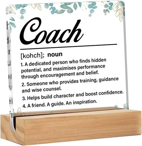 Coach Gifts for Women Men, Thank You Coach Gifts Coach Definition Clear Acrylic Desk Decorative Sign for Home Office, 4 x 4 Inches Coach Definition, Clear Acrylic Desk, Signage Acrylic, Mentor Coach, Acrylic Desk, Desk Sign, Motivational Wall Art, Coach Gifts, Character Building