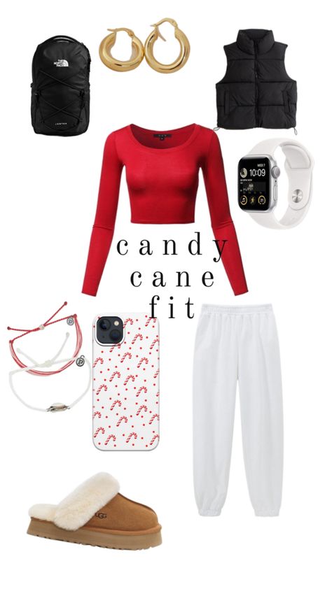 candy cane fit!! Christmas Fits Aesthetic, Candy Cane Outfit, Cane Outfit, Christmas Fits, Xmas Outfits, Dress Up Day, Casual Outfits For Teens, Outfit Collage, Trendy Outfits For Teens