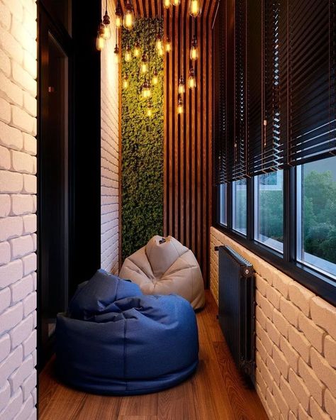 Closed Balcony Ideas, Balcon Mic, Perfect Living Room Decor, Balcony Ideas House, Cozy Small Balcony, Diy Small Balcony, Interior Balcony, Bathroom Design Black, Balcony Ideas Indian