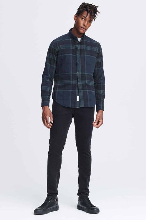 Mens Black Jeans Outfit, Men Night Out Outfit, What To Wear To A Club, Jeans Outfit Inspiration, Flannel Shirt Outfit, Cool Looks, Jeans Outfit Men, Black Watch Tartan, Black Jeans Men