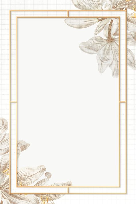 Vintage white lily flower frame design element | free image by rawpixel.com / manotang Frame Flower Design, Wedding Frame Design, Flower Frame Design, Marriage Frame, Gold Abstract Wallpaper, White Lily Flower, Frame Flower, Gold Wallpaper Background, L Wallpaper