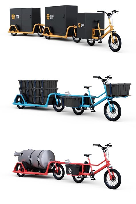 ebike freight train powers through cities with 1,000+ lb of cargo Cargo Train, Eletric Bike, Bicycle Camping, Travel Camper, Electric Cargo Bike, Recumbent Bicycle, Coffee Bike, Tricycle Bike, Bicycle Travel