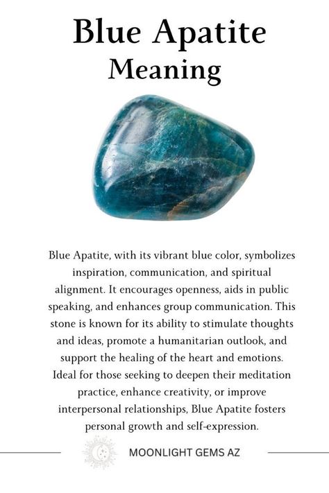 Blue Apatite Crystal Meaning, Apatite Crystal Meaning, Apatite Meaning, Energy Stones Crystal Healing, Crystal Magick, Blue Apatite Crystal, Crystal Healing Chart, Powerful Crystals, Apatite Crystal