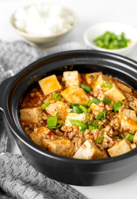 Better Than Takeout Mapo Tofu Recipe (麻婆豆腐) - One Happy Bite Taiwanese Popcorn Chicken, Mapo Tofu Recipe, Sichuan Peppercorn, Bean Sauce, Better Than Takeout, Mapo Tofu, Tofu Recipe, Popcorn Chicken, Asian Grocery