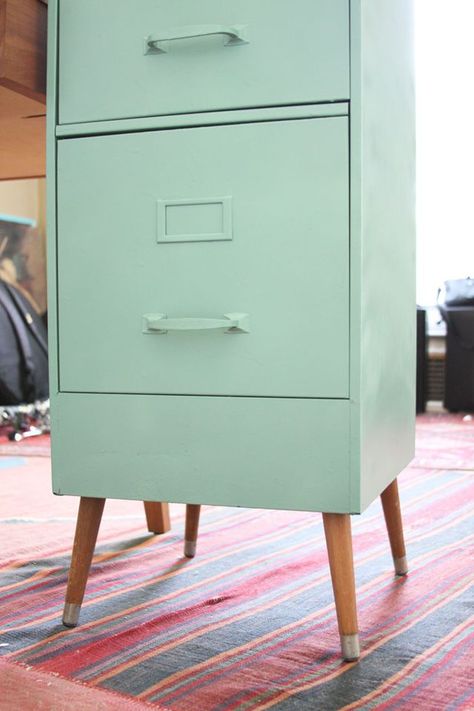 Vintage File Cabinet with Mid-Century Legs Makeover – DIY | Lovely Chaos | Bloglovin’ Vintage File Cabinet, Vintage Filing Cabinet, Vintage Industrial Furniture, Cabinet Makeover, Refurbished Furniture, Flipping Furniture, Redo Furniture, File Cabinet, Repurposed Furniture