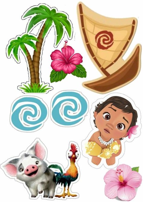 Moana Cake Topper Printable, Moana Theme Cake, Moana Party Invitations, Moana Crafts, Moana Birthday Cake, Moana Theme Birthday, Disney Cake Toppers, Festa Moana Baby, Moana Bebe