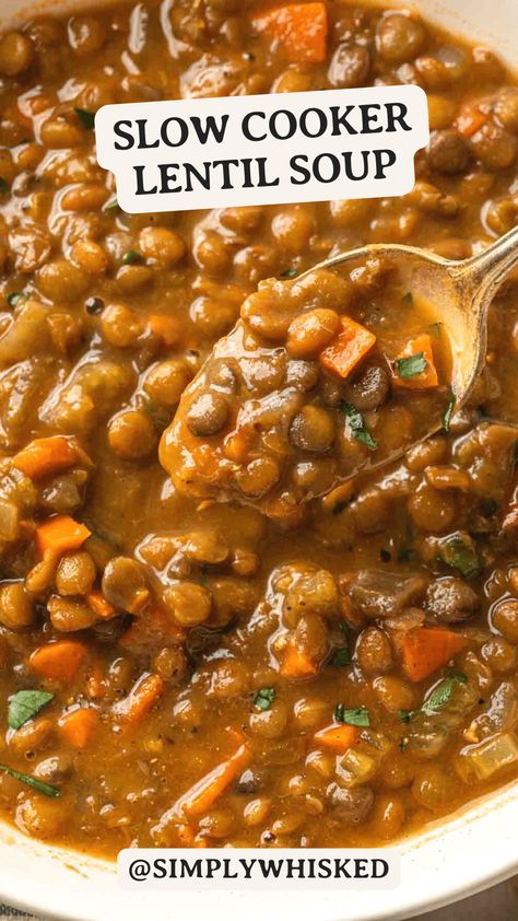 Lentil Soup Crockpot, Slow Cooker Lentil Soup, Kitchen Sanctuary, Slow Cooker Lentils, Lentil Soup Recipes, Bean Soup Recipes, Delicious Soup Recipes, Soup Recipes Slow Cooker, Lentil Recipes