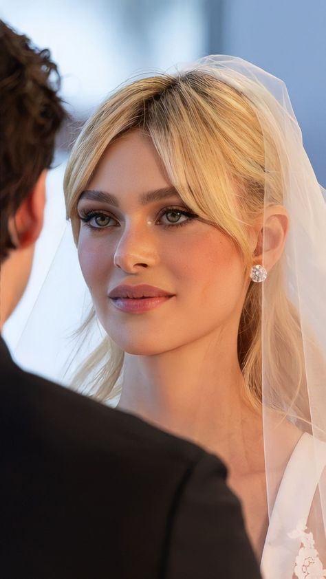 Bride Makeup Asian Natural, Nicola Peltz Bridal Makeup, Green Eyed Bridal Makeup, Nicole Peltz Wedding Makeup, European Bride Makeup, Nicola Peltz Wedding Makeup, Nicola Peltz Wedding Hair, Bride Makeup Looks Natural, Fresh Bridal Makeup Green Eyes