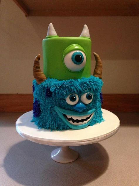 Monsters inc. Sully and Mike. Monsters University Birthday Cake, Monster Inc Cake Ideas, Sully And Mike, Elmo Smash Cake, Cheshire Cat Cake, Chocolate Birthday Cake Decoration, Monster Inc Smash Cake Ideas, Sully Cake, Monster University Cakes