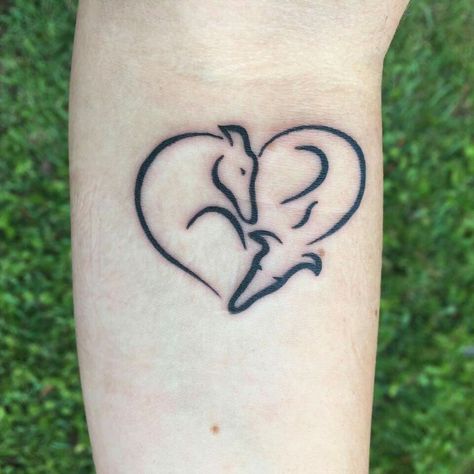 Tattoo                                                                                                                                                     More Whippet Tattoo Ideas, Lurcher Tattoo, Italian Greyhound Tattoo, Greyhound Tattoo Ideas, Whippet Tattoo, Greyhound Tattoo, Sister Tattoo Designs, Animal Line Drawings, Grey Heart