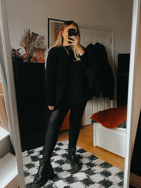 Shop Oversized Knitted Jumper and other curated products on LTK, the easiest way to shop everything from your favorite creators. Black Jumper Outfit, Jumper Outfits, Black Chunky Boots, Oversized Knitted Jumper, Jumper Outfit, Black Jumper, Oversized Jumper, All Black Outfit, Oversized Jacket