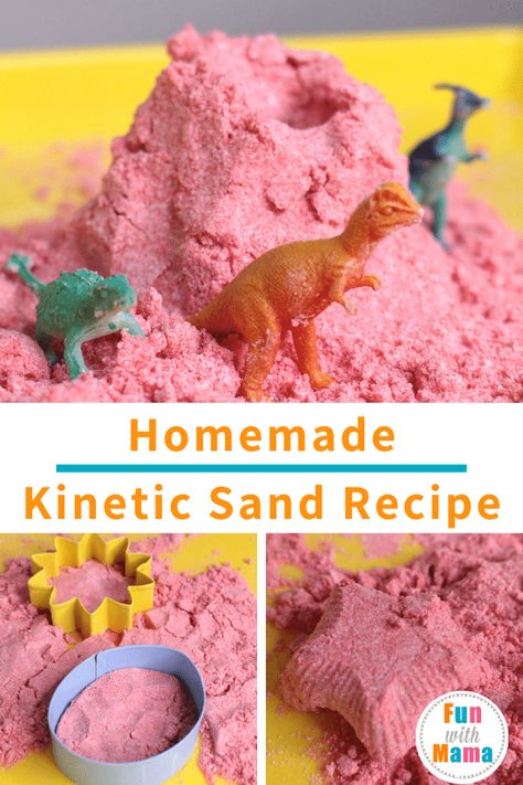 Play Sand Recipe, Kinetic Sand Recipe, Homemade Kinetic Sand, Ece Activities, Make Kinetic Sand, Sand Recipe, Diy Kinetic Sand, Sands Recipe, Moon Sand