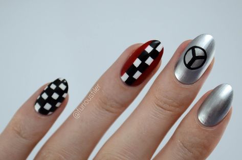 31 Day Challenge: Formula 1 - FURIOUS FILER Formula 1 Nail Art Ferrari, Formula One Nail Art, Ferrari Nails F1, F1 Nails Mercedes, Formula 1 Nails Designs, F1 Nails Designs Ferrari, Formula One Nails, F1 Bingo, F1 Nail Art