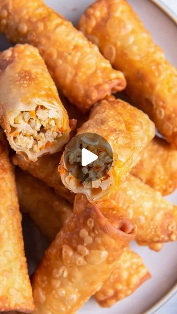 Easy Chicken Recipes on Instagram: "Making these super crispy and flavorful homemade chicken egg rolls is so easy, I always cook up a batch when I need a fun appetizer! I make my filling with garlic-ginger ground chicken, coleslaw mix, and shredded carrots, fold it up in egg roll wrappers, then quickly fry them to get a beautifully golden, crunchy texture. Every bite of these is phenomenal, especially with a side of sweet chili sauce or sweet and sour for dipping!🤤🙌

Comment EGG for the recipe, or head to the link in our bio!

{Make sure you’re following us to get it, otherwise it might go to your requests folder!}

#chicken #easychickenrecipes #chickenrecipes #easychickendinners #chickendinner #foodblogger #dinnerideas #chickeneggrolls #chinesetakeout #chinesecuisine #eggrolls #appetize South West Egg Rolls Recipe, Easy Egg Rolls Recipe, Things To Make With Egg Roll Wrappers, How To Fold An Egg Roll Wrapper, How To Roll Egg Rolls, Homemade Egg Roll Wrappers, Ground Chicken Egg Rolls, Homemade Chicken Egg Rolls, Chicken And Cheese Egg Rolls