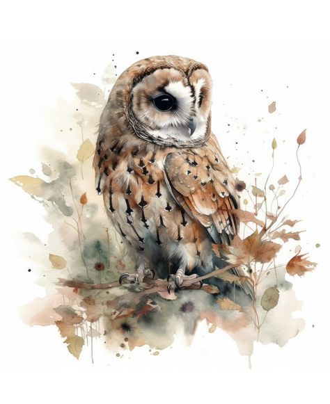 Tawny Owl Tattoo, Aquarell Painting, Painting Illustration Art, Owl Portrait, Tawny Owl, Poster Painting, Owl Tattoo, Owl Painting, Watercolor Images