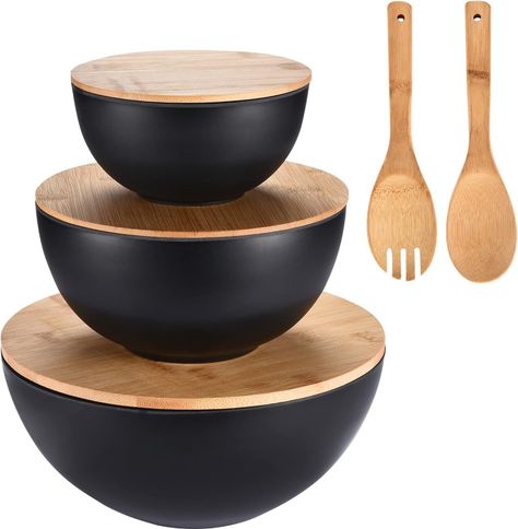 Fiber Salad, Cheese Ramen, Bamboo Bowls, Colored Kitchen, Pasta Cheese, Serving Bowls With Lids, Bowls With Lids, Girl Apartment, Mixing Bowl Set