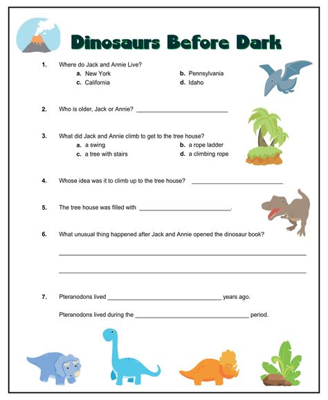 Magic Tree House Dinosaurs Before Dark Worksheets Magic Tree House Dinosaurs Before Dark, Dinosaurs Before Dark Activities Free, Rally Activities, Football Cutouts, Zoo Printables, Therapy Handouts, Dinosaurs Before Dark, Olaf Face, Printable Check Register