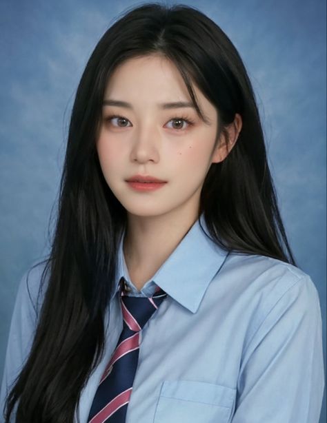 Korean School Pictures, Ulzzang Girl Sekolah, Korean School Photoshoot, Ulzzang Girl School, Yearbook Poses, School Id Photo, School Id Pictures, Korean Id Photo, Senior Portraits Yearbook