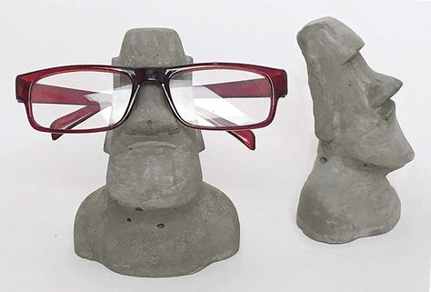 Moai Statue Eyeglasses Holder Glasses Stand Diy, Glasses Holder Clay, Clay Glasses Holder, Eyeglass Holder Stand, Eyeglasses Holder, Homemade Clay, Concrete Sculpture, Air Dry Clay Projects, Living Bedroom