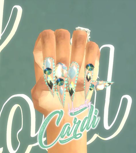 Cardi Nails, S4cc Makeup, Sims4 Nails, Taemin Move, Cc Nails, Sims Makeup, Cc Accessories, Cc Makeup, Sims 4 Nails