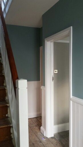 Crown Classic Duck Egg Duck Egg Blue Hallway, Blue Hallway Ideas, Duck Egg Kitchen, Duck Egg Blue Annie Sloan, Duck Egg Blue Wall, Duck Egg Blue Living Room, Duck Egg Blue Kitchen, Diy Staircase Makeover, Hallway Ideas Diy