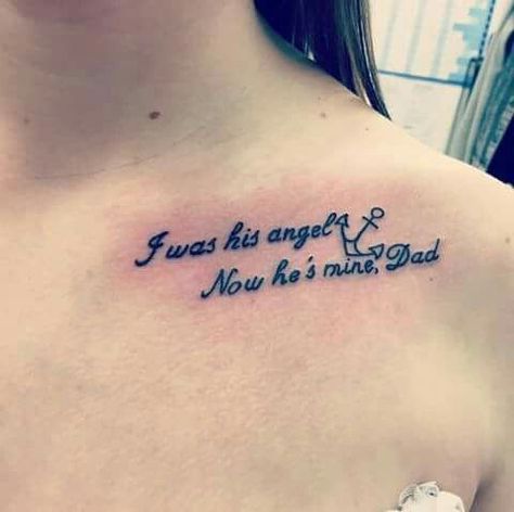 Small Angel Tattoo, Mine Tattoo, Tattoos For Dad Memorial, Rip Tattoo, Father Tattoos, Tribute Tattoos, Remembrance Tattoos, Inspiration Tattoos