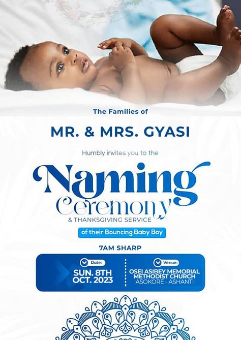 Naming Ceremony Background, Naming Ceremony Flyer Design, Child Dedication Flyer Design, Dedication Invitations, Naming Ceremony Invitation, Graphic Design Inspiration Poster, First Birthday Posters, African Hats, Waves Photos