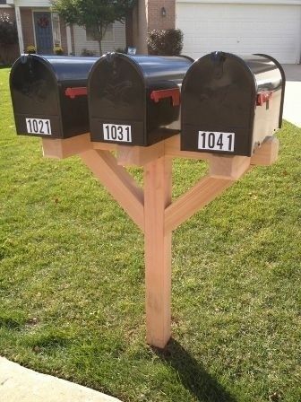 Standard Pedestal Bolt Mounted for Roadside Mailbox and Mail Chest. Minor assembly is required. Standard posts accommodate 2 wide and 3 wide spre Double Mailbox Post Ideas, Multiple Mailbox, Mailbox On House, Double Mailbox, Double Mailbox Post, Entry Designs, Letterbox Ideas, Rustic Mailboxes, Cool Mailboxes