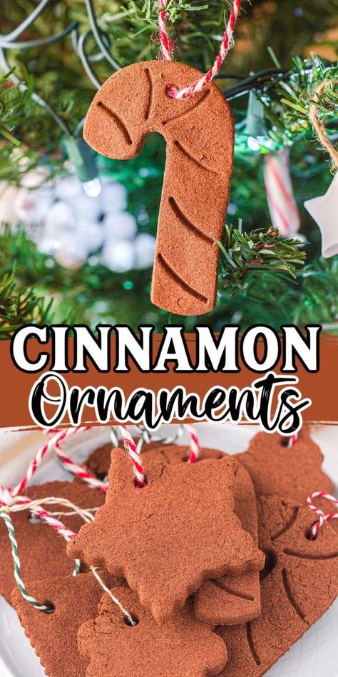 Cinnamon Homemade Ornaments, Spice Ornaments Diy, No Bake Gingerbread Ornaments, No Cook Cinnamon Ornaments, Cinnamon Decorations Christmas, Cinnamon Cutout Ornaments, Cinnamon Xmas Ornaments, Cinnamon Crafts Diy, No Bake Cinnamon Ornaments