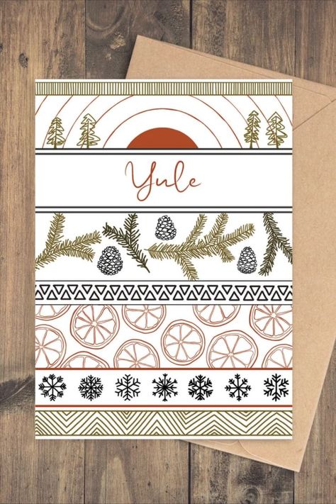 Celebrate your friends and family with the delightfully festive Yule Greeting Card. They are a printable download. Super easy to create with fold and cut lines. Yule Cards Diy, Yule Cards, Celebrate Your Friends, Yule Celebration, Pagan Yule, Card Crafts, Printable Greeting Cards, Summer Solstice, Printable Cards