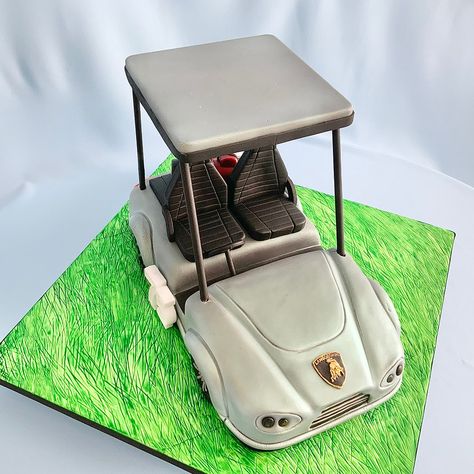 Golf cart cake with Lamborghini badge Fondant Golf Cart, Golf Cart Cake, Lamborghini Badge, Sport Cakes, Golf Cart, Golf Carts, Lamborghini, Fondant, Golf