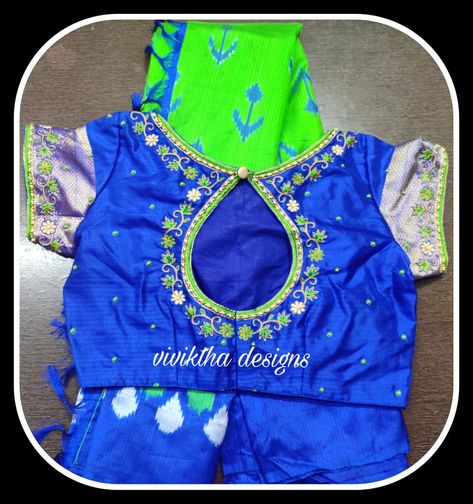 Boat Neck Thread Work Blouse Designs, Pot Shape Blouse Designs, Pot Neck Maggam Work Designs, Pot Neck Blouse Designs Back, Pot Neck Blouse Designs, Boat Neck Designs, Mirror Blouse Design, Pot Neck, Mirror Blouse