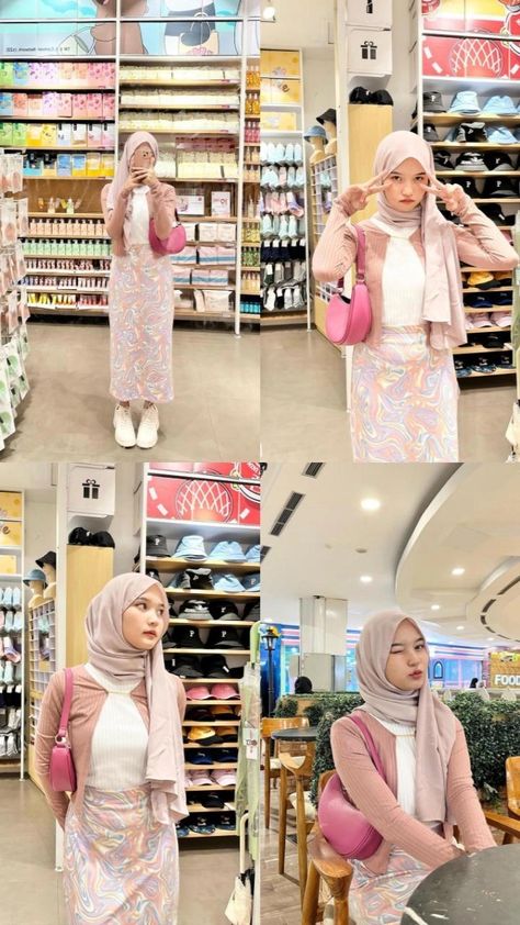 Cardigan link bio no 1 Rok link bio no 2 Outfit Cardigan Hijab, Pink Hijab Outfit, Cardigan Outfit Hijab, Marble Outfit, Pink Cardigan Outfit, Ootd Cardigan, Outfit Ngampus, Pink Hijab, Muslimah Style