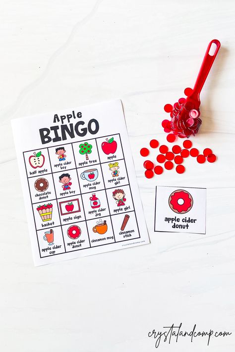 Apple Theme Games Preschool, Carmel Apple Activity, Apple Bingo, Harvest Bingo Free Printable, Apple Theme Literacy Activities, September Preschool, Preschool Stem, Apple Preschool, Apples To Apples Game