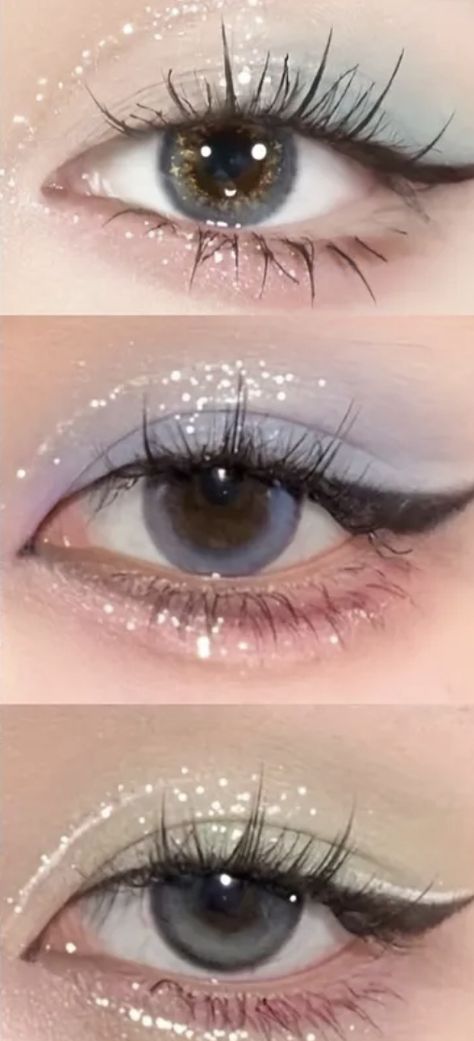 Light Sparkle Makeup, Easy Butterfly Eye Makeup, Simple Sparkly Eye Makeup, Butterfly Makeup Look Simple, Simple Butterfly Eye Makeup, Makeup Looks Prom, Cute Eye Makeup, Simple Makeup Looks, Cute Eyes