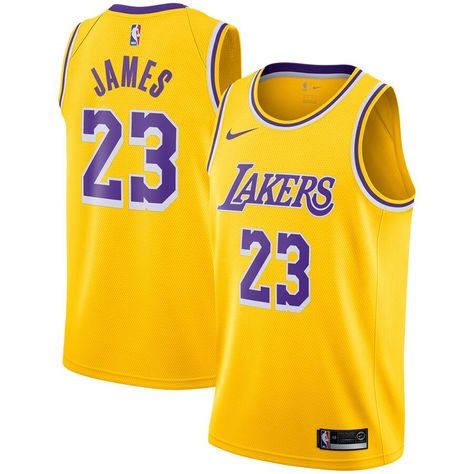 Men's Los Angeles Lakers LeBron James Nike Gold 2018/19 Swingman Jersey - Icon Edition Lakers Outfit, Lebron James Lakers, Lakers Jersey, Buzzfeed Unsolved, Lakers Game, Basket Noir, Personalized Jersey, Nike Gold, People Brand