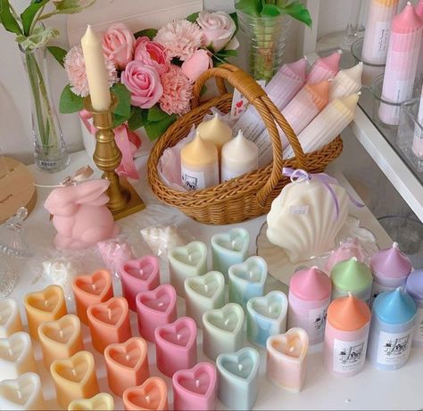 Godmother Duties, Hogwarts Candles, Pastel Danish, Pastel Candle, Spiral Candles, Candle Obsession, Pretty Candle, Creative Candles, Pastel Room